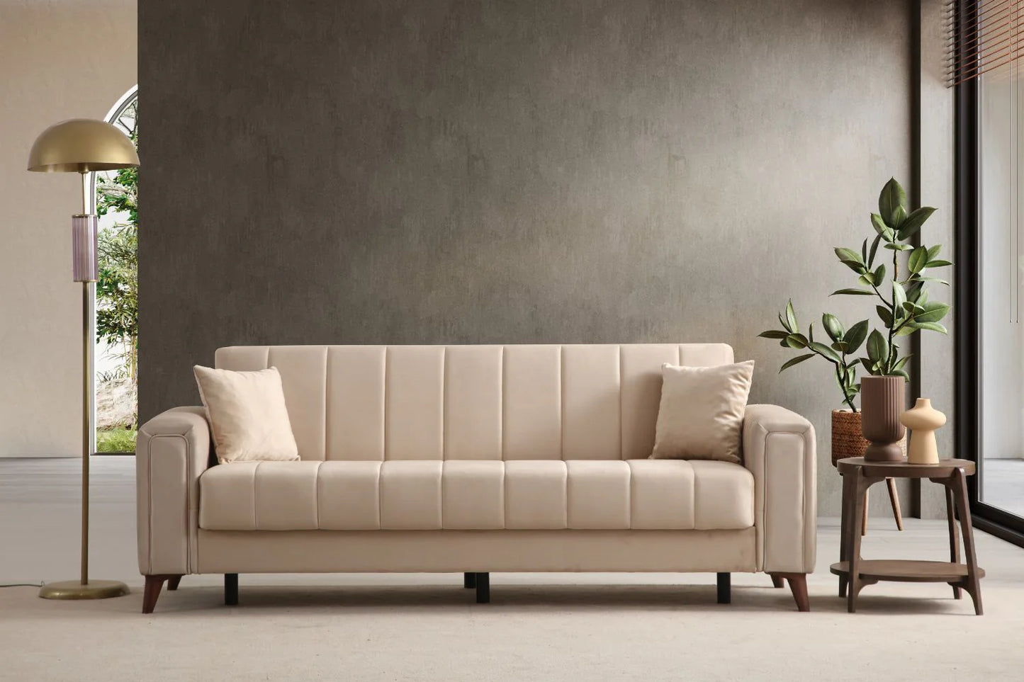 Canapé Convertible Novia Velours Beige