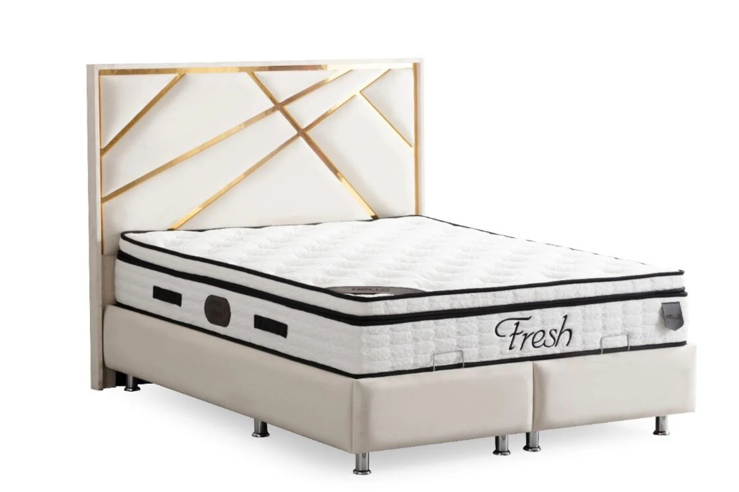 Lit Coffre PARMA BEIGE - Velours