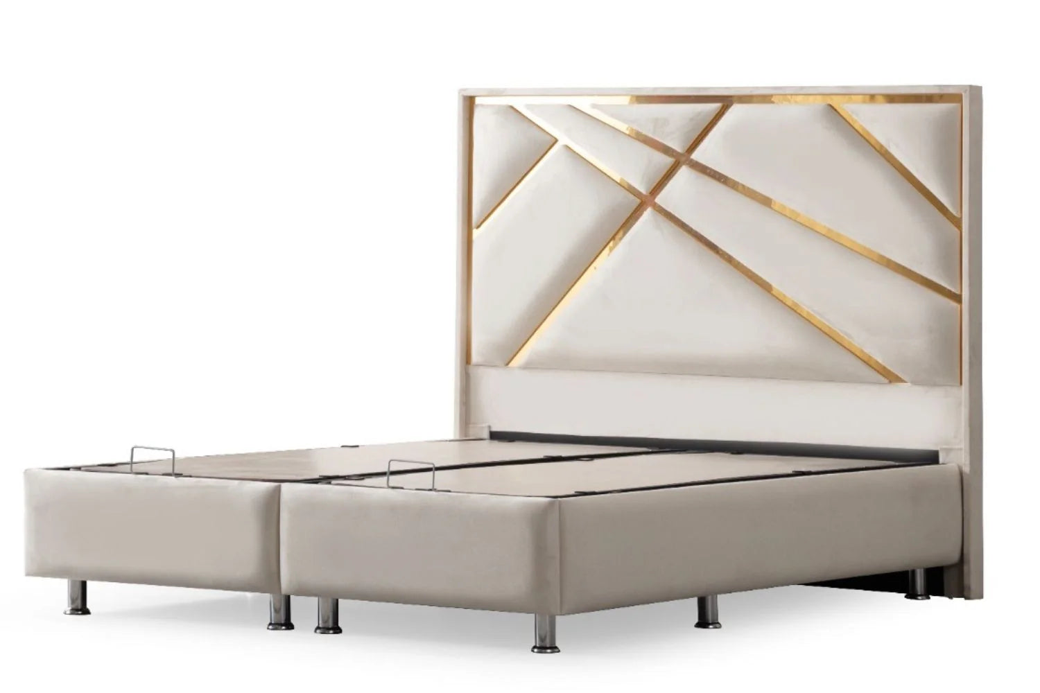 Lit Coffre PARMA BEIGE - Velours