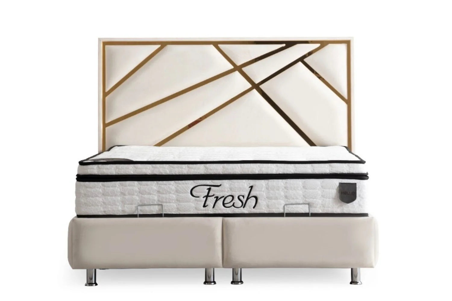 Lit Coffre PARMA BEIGE - Velours