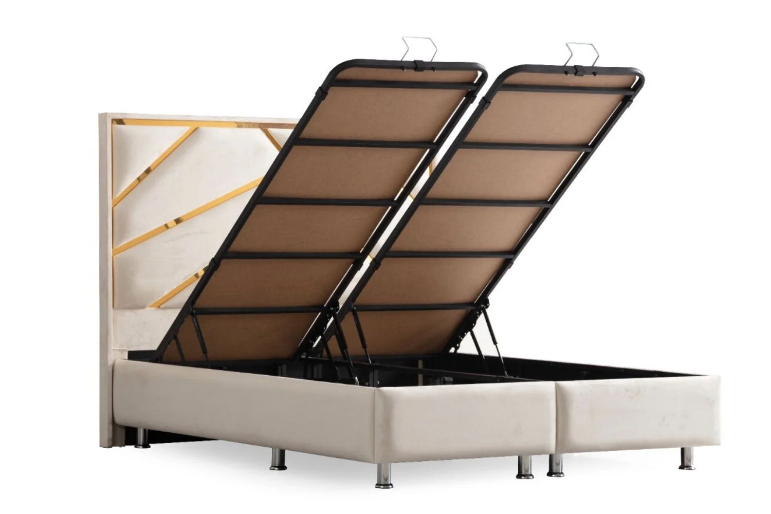Lit Coffre PARMA BEIGE - Velours