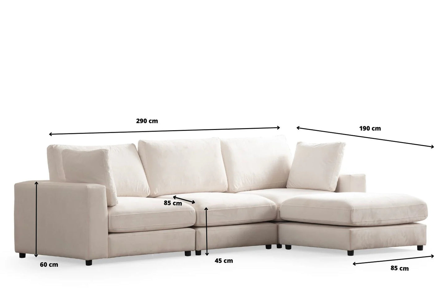 Canapé Modulable Julia Velours 3+1 Pouf