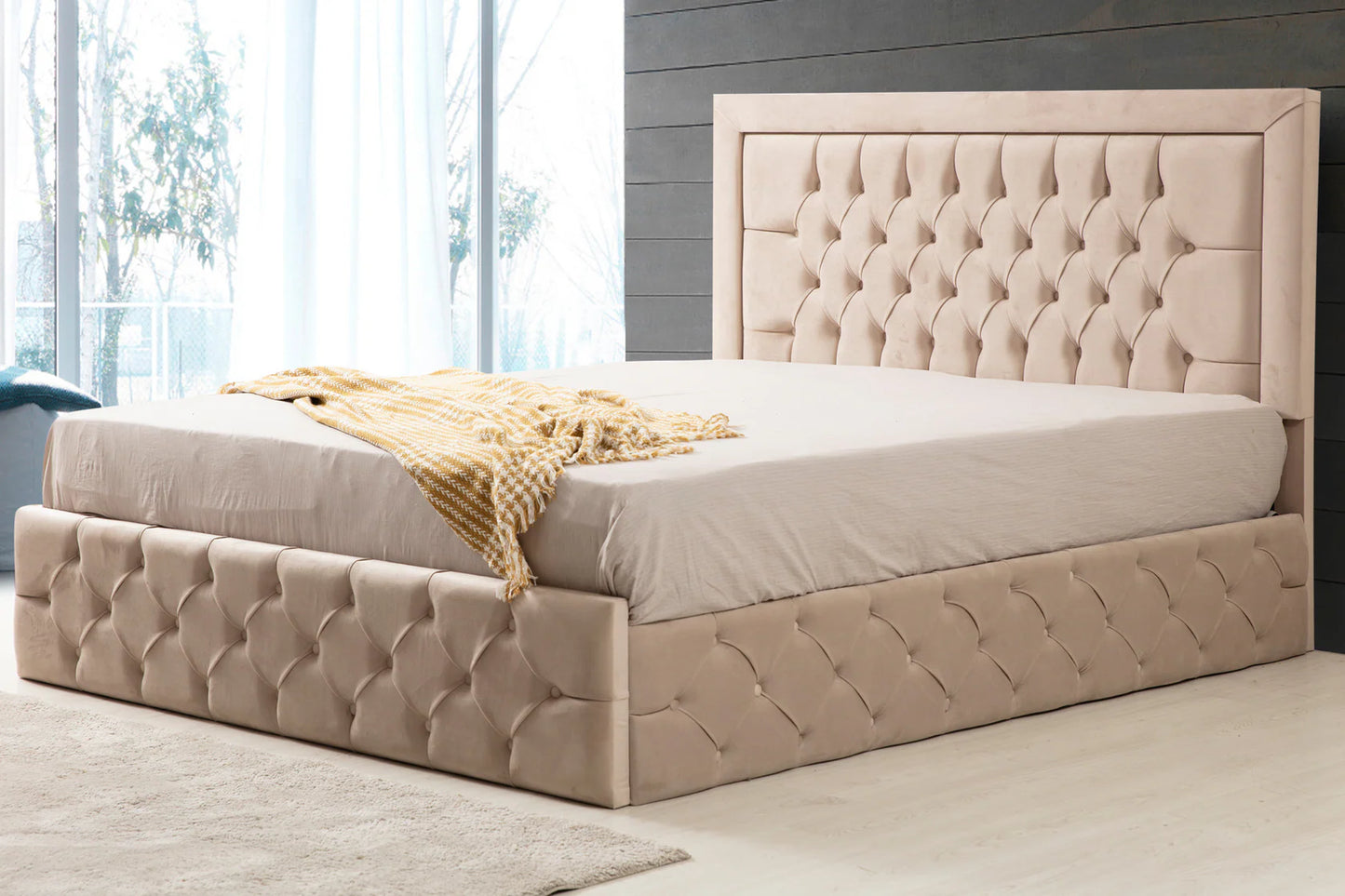 Cadre De Lit ROMA BEIGE - Velours