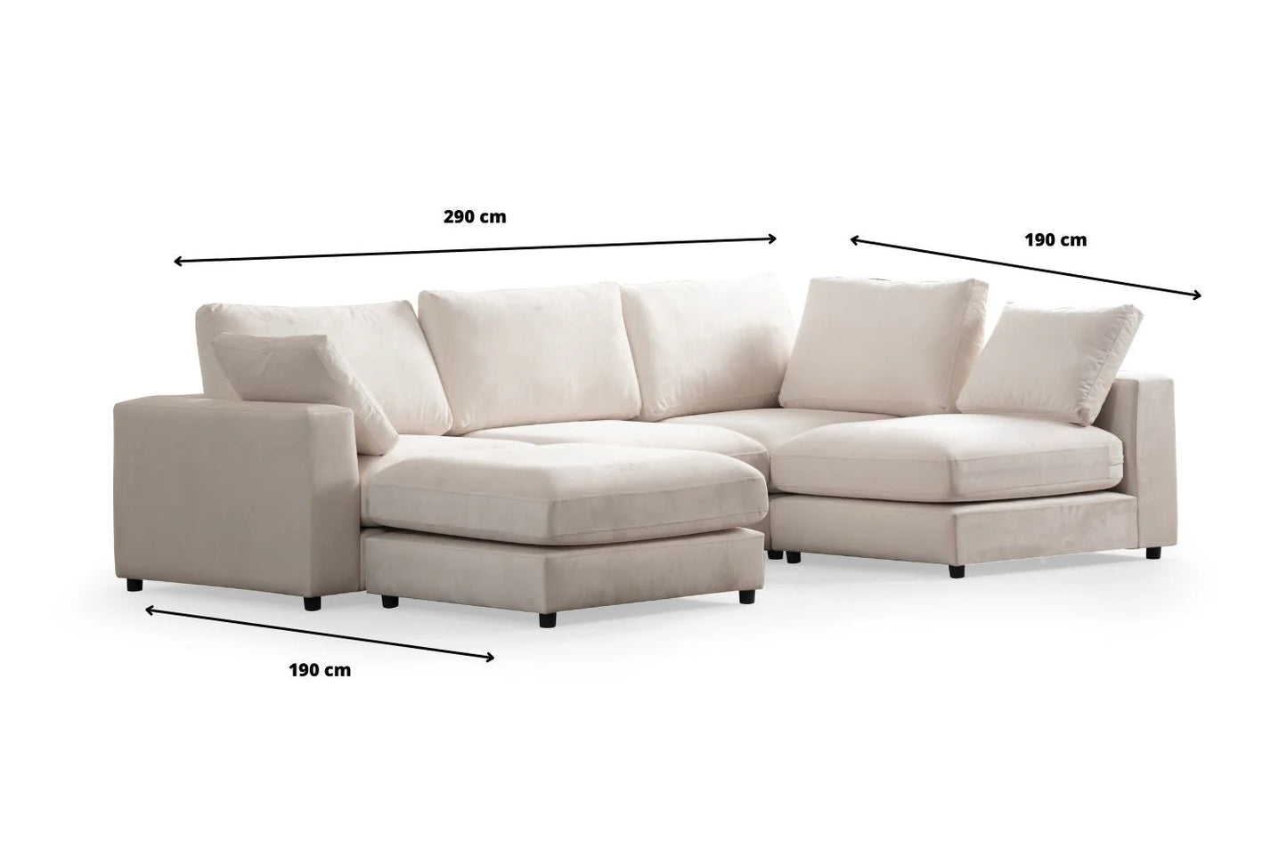 Canapé Modulable Julia Velours 4+1 Pouf
