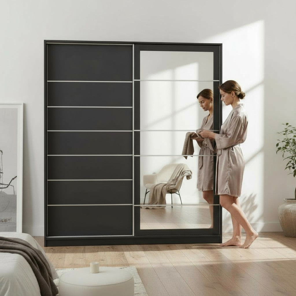 Armoire 2 Portes Coulissantes Lirona Gris