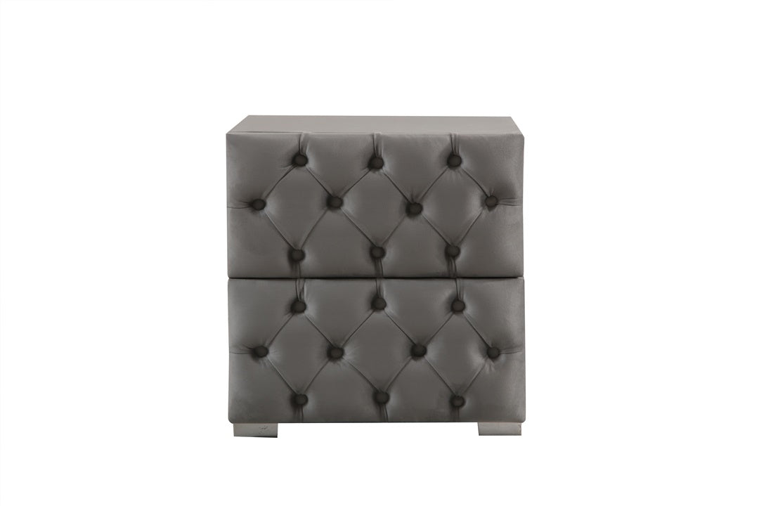 Chevet Capitonné GRIS - Velours