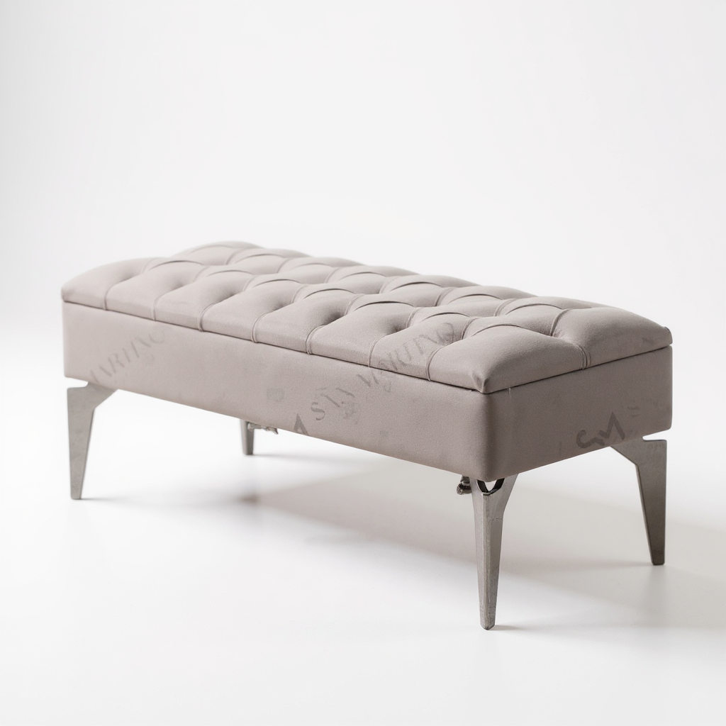 Banquette Coffre Capitonné GRIS - Velours