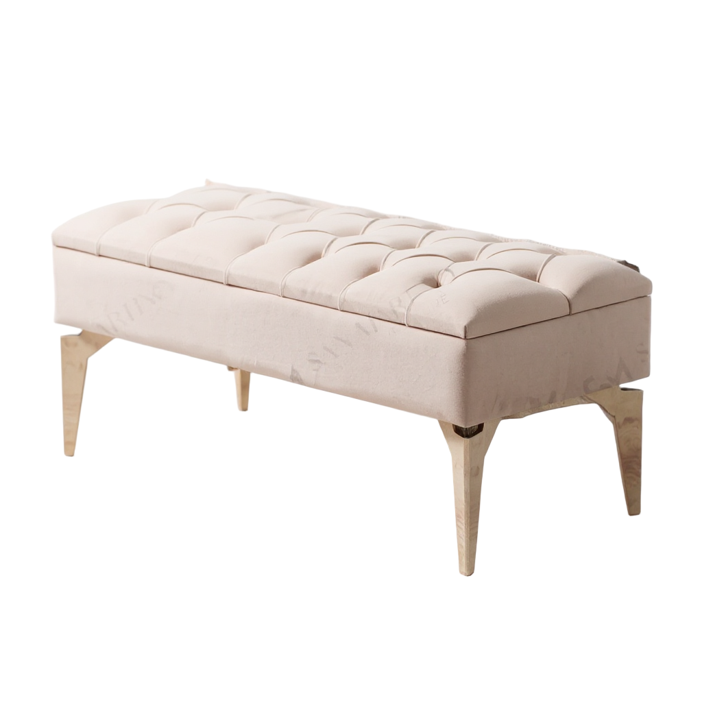 Banquette Coffre Capitonné BEIGE - Velours