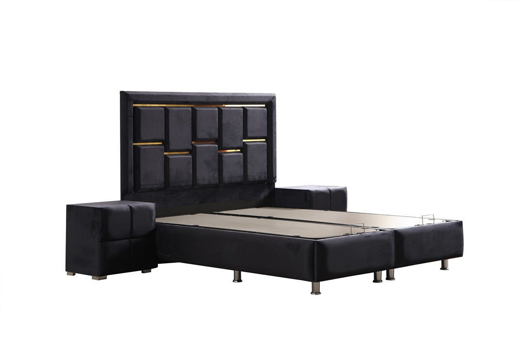 Lit Coffre ELMA NOIR - Velours