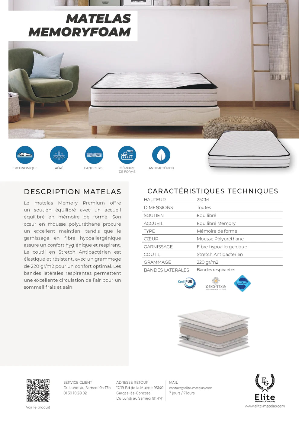 MATELAS ÉLITE - H20 CM FERME