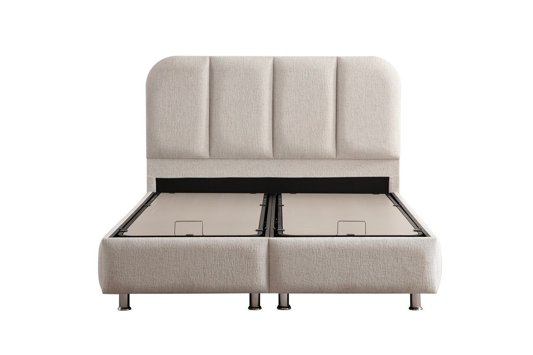 Lit Coffre ELEN BLANC CASSÉ - Chenille