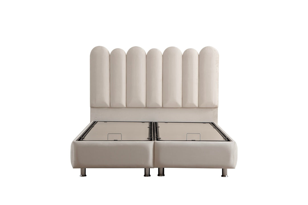 Lit Coffre MAGNUM BLANC CASSÉ - Velours