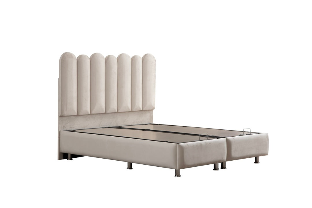 Lit Coffre MAGNUM BLANC CASSÉ - Velours