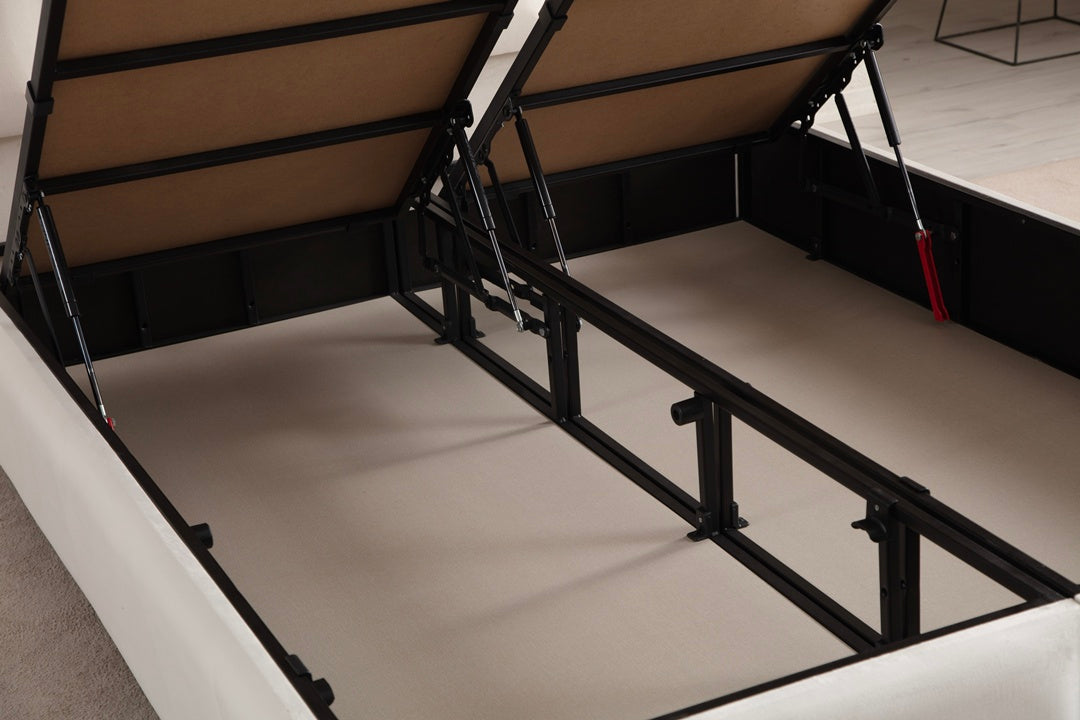 Lit Coffre MAGNUM BLANC CASSÉ - Velours