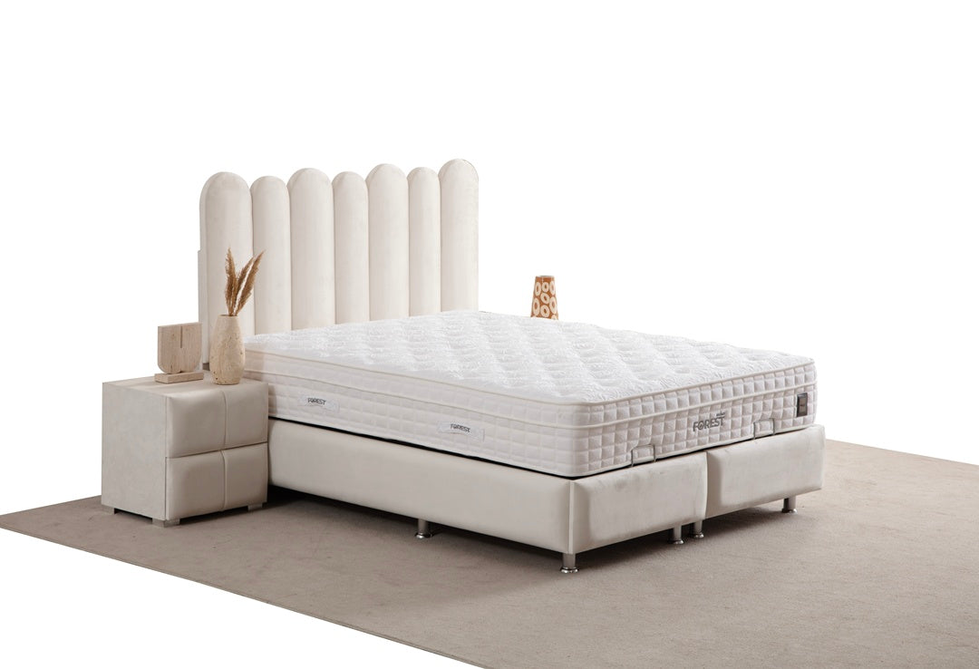 Lit Coffre MAGNUM BLANC CASSÉ - Velours