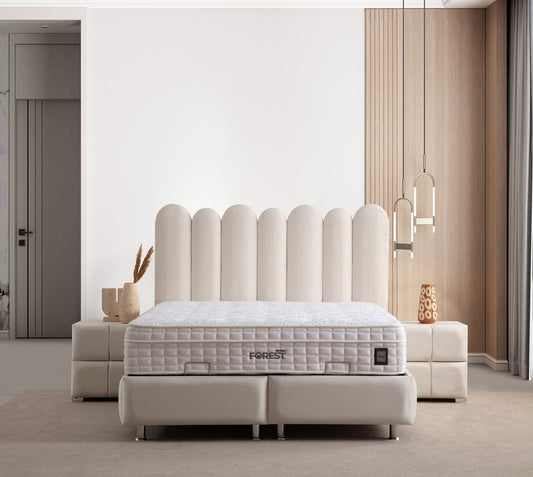 Lit Coffre MAGNUM BLANC CASSÉ - Velours