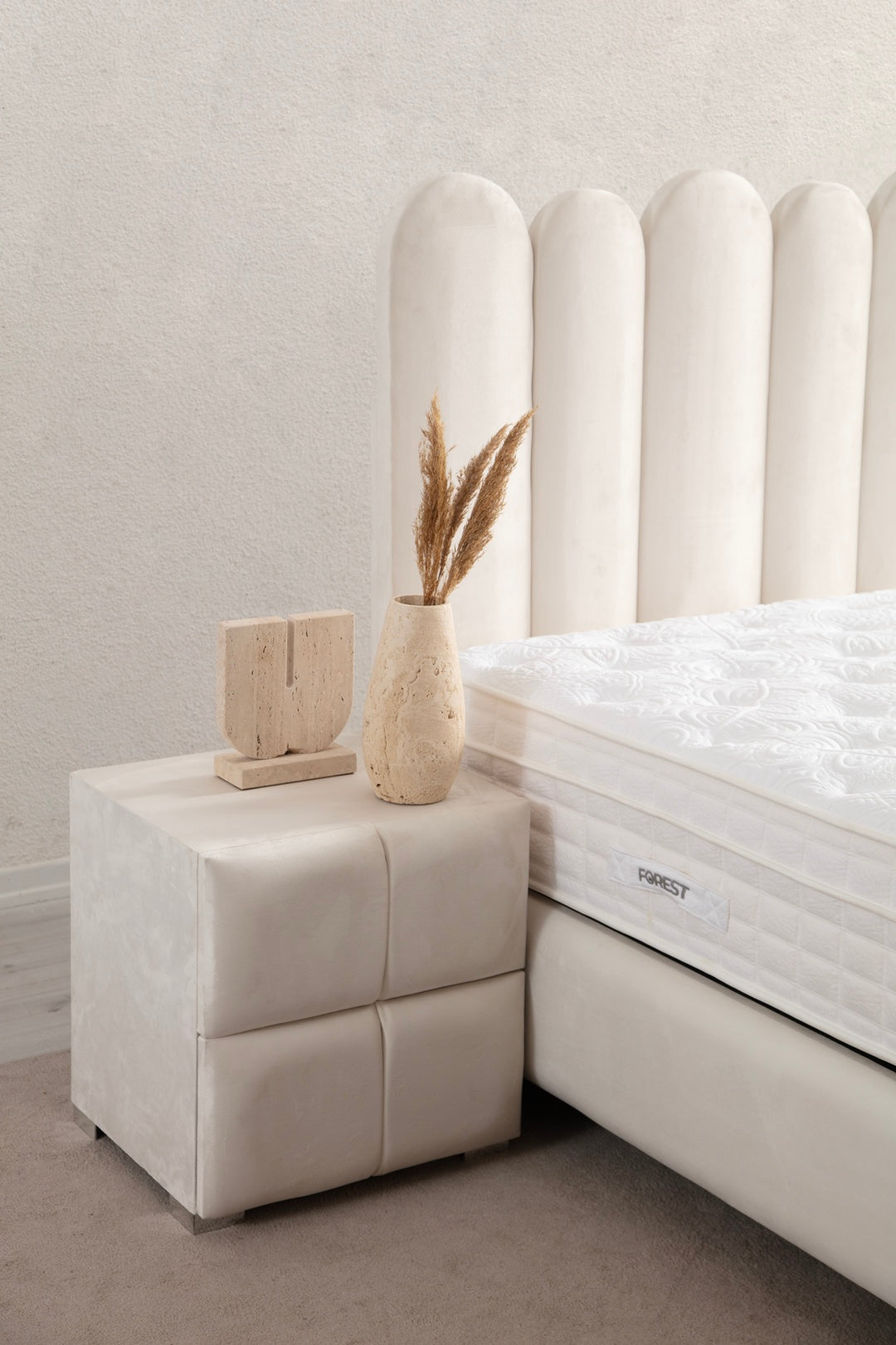 Lit Coffre MAGNUM BLANC CASSÉ - Velours