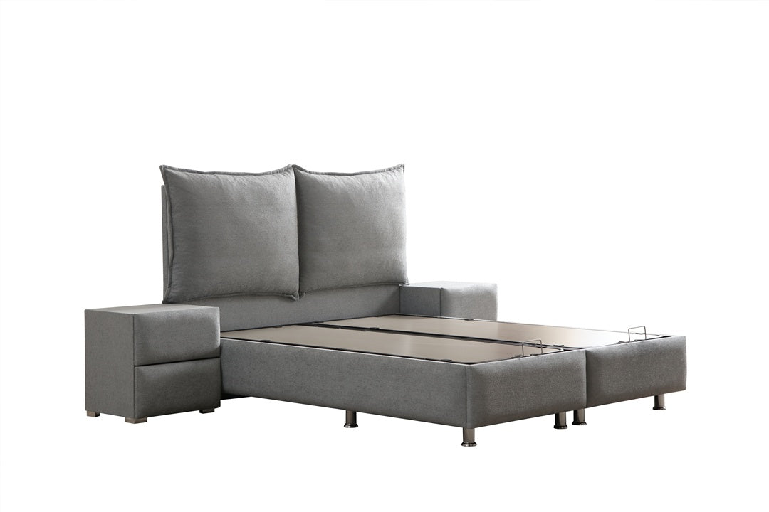 Lit Coffre MALIA GRIS - Velours