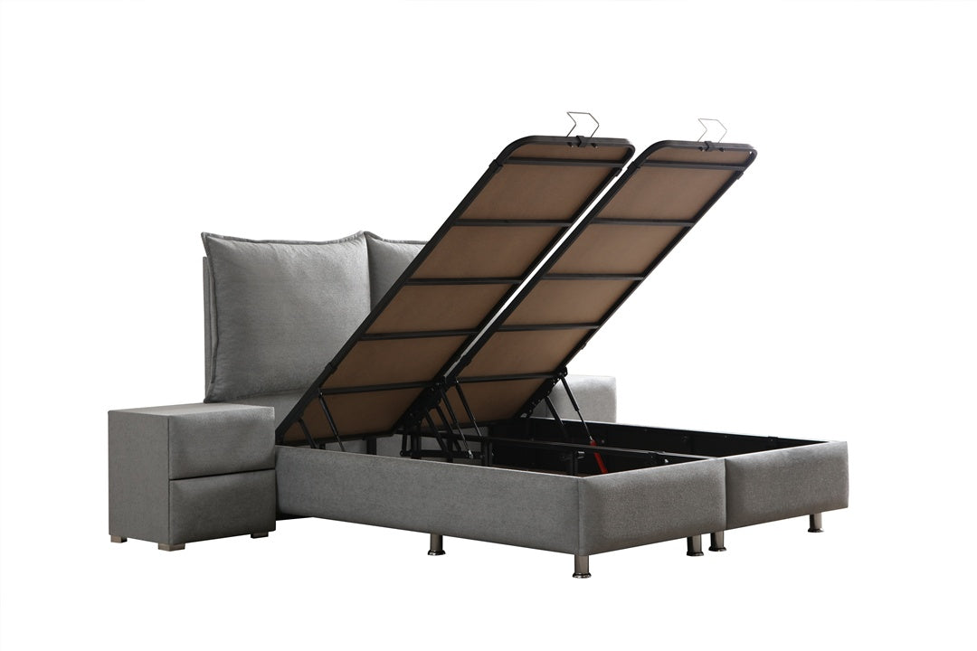 Lit Coffre MALIA GRIS - Velours