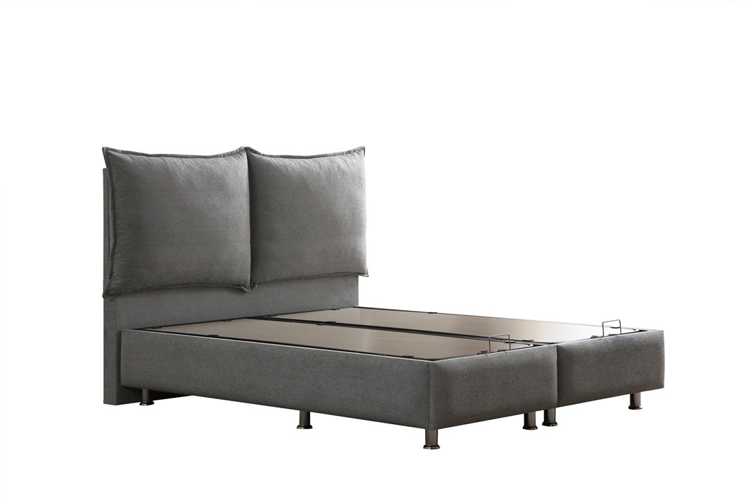 Lit Coffre MALIA GRIS - Velours