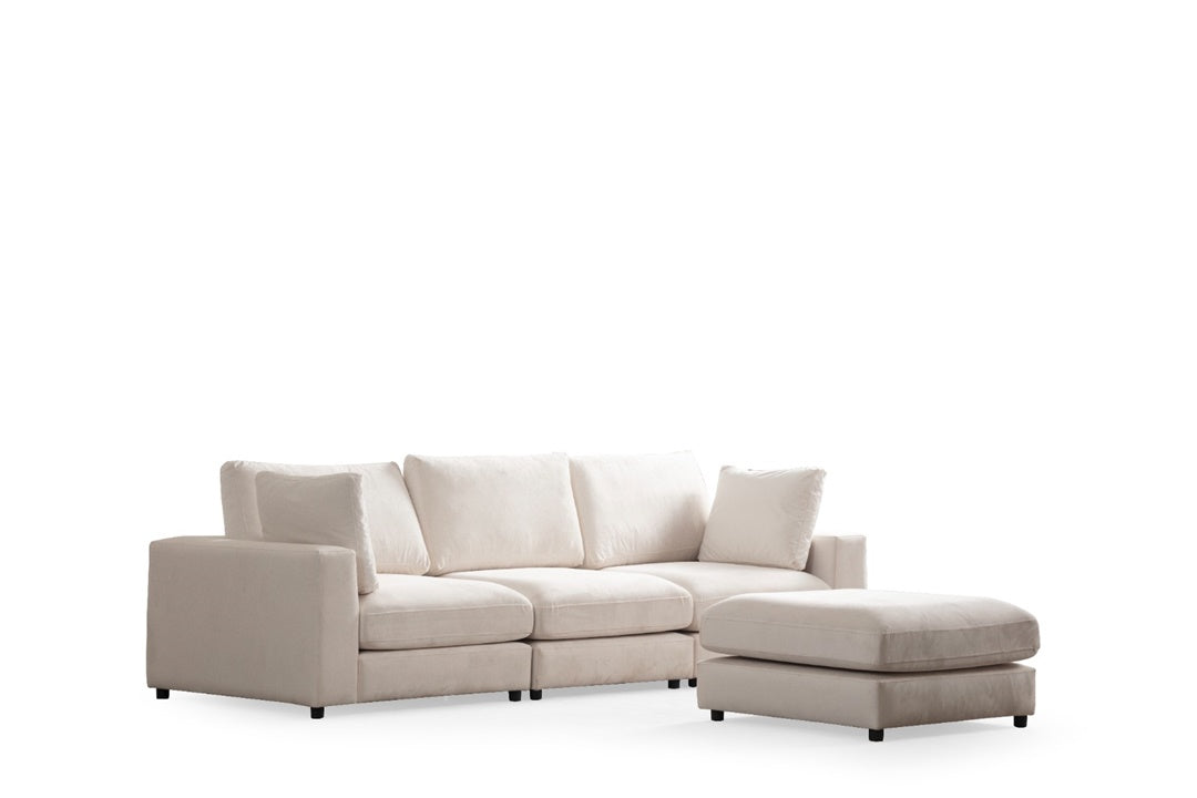 Canapé Modulable Julia Velours 3+1 Pouf