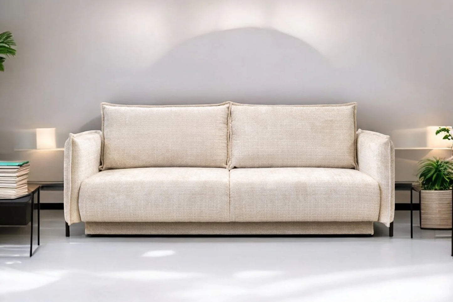 Canapé Convertible Azalfi Tweed Crème