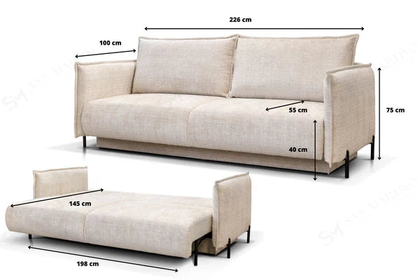 Canapé Convertible Azalfi Tweed Crème