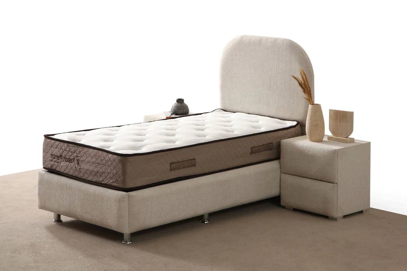 Lit Coffre 1 Place JADE BLANC CASSÉ - Chenille