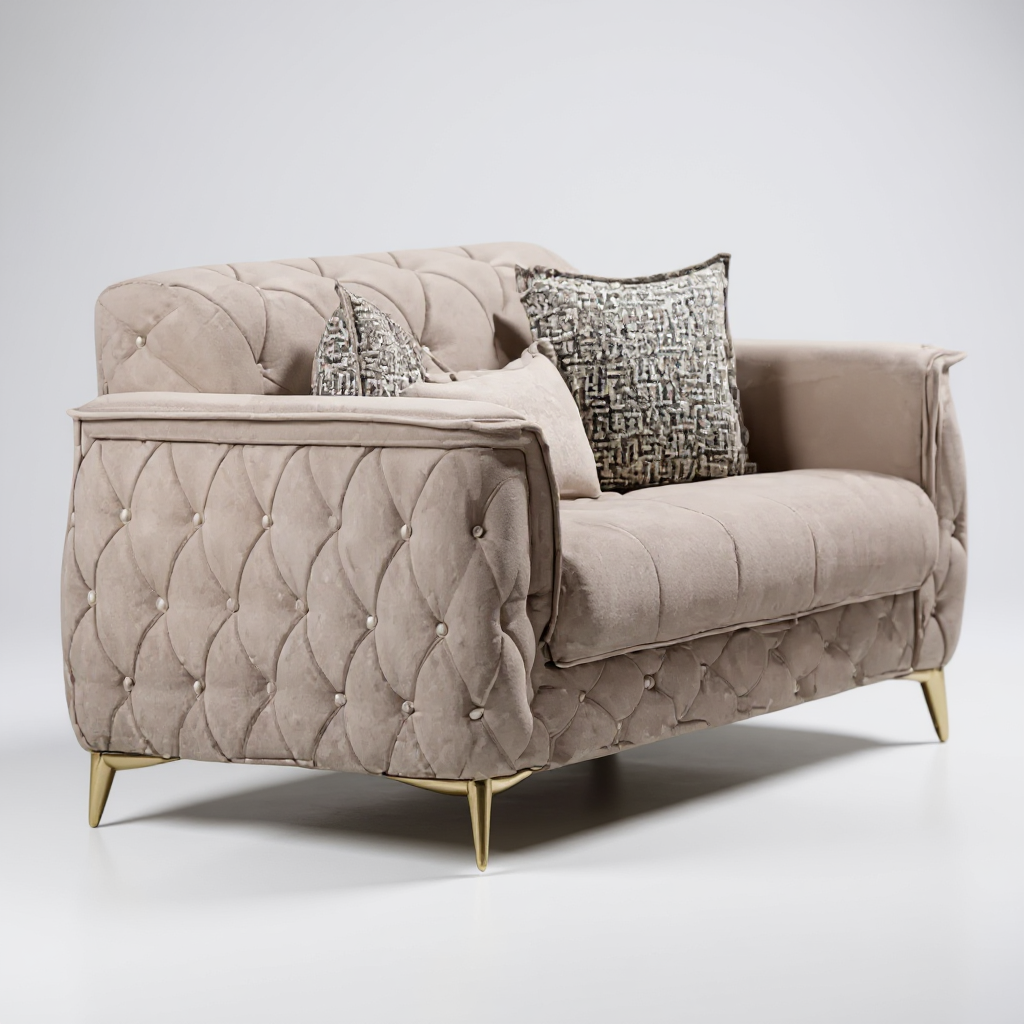 Canapé Convertible 3+2+1 Cubay Velours Beige