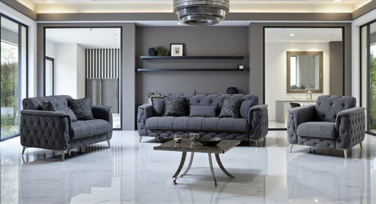 Canapé Convertible 3+2+1 Cubay Velours Gris