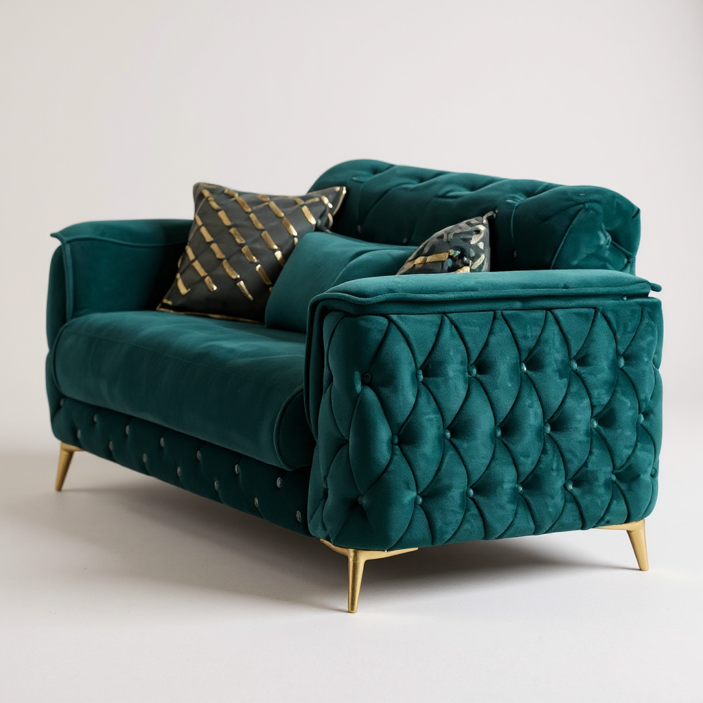 Canapé Convertible 3+2+1 Cubay Velours Vert Émeraude