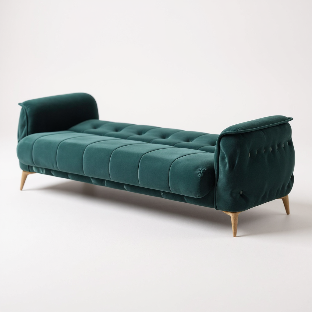 Canapé Convertible 3+2+1 Cubay Velours Vert Émeraude
