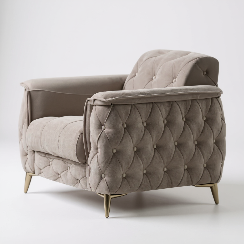 Canapé Convertible 3+2+1 Cubay Velours Beige