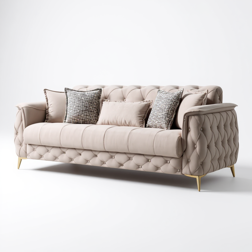 Canapé Convertible 3+2+1 Cubay Velours Beige