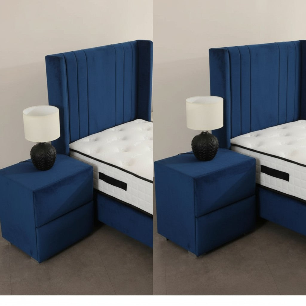 Lit Coffre 1 Place ALMA BLEU MARINE - Velours