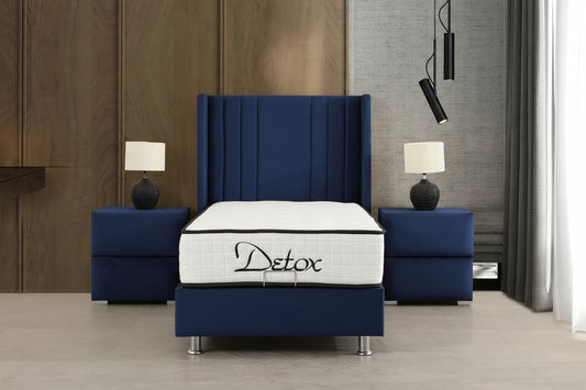 Lit Coffre 1 Place ALMA BLEU MARINE - Velours