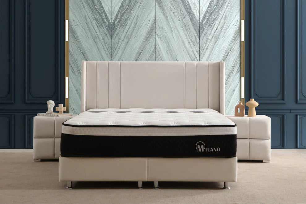 Lit Coffre ALMA BEIGE - Velours