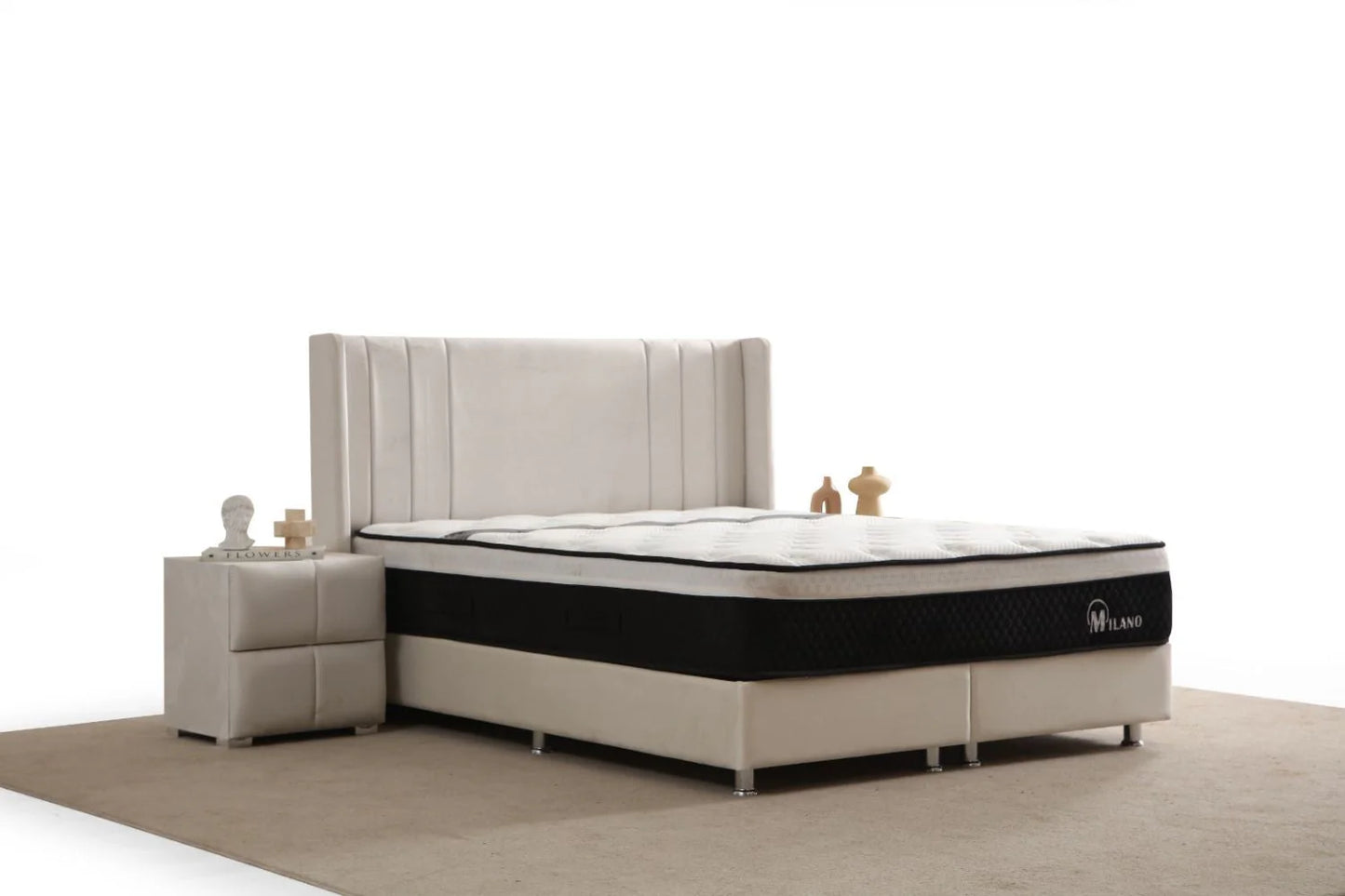 Lit Coffre ALMA BEIGE - Velours