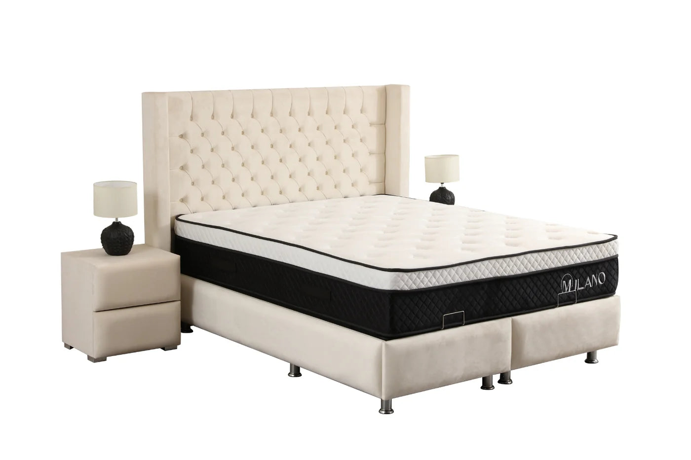 Lit Coffre BIANCA BLANC CASSÉ - Velours