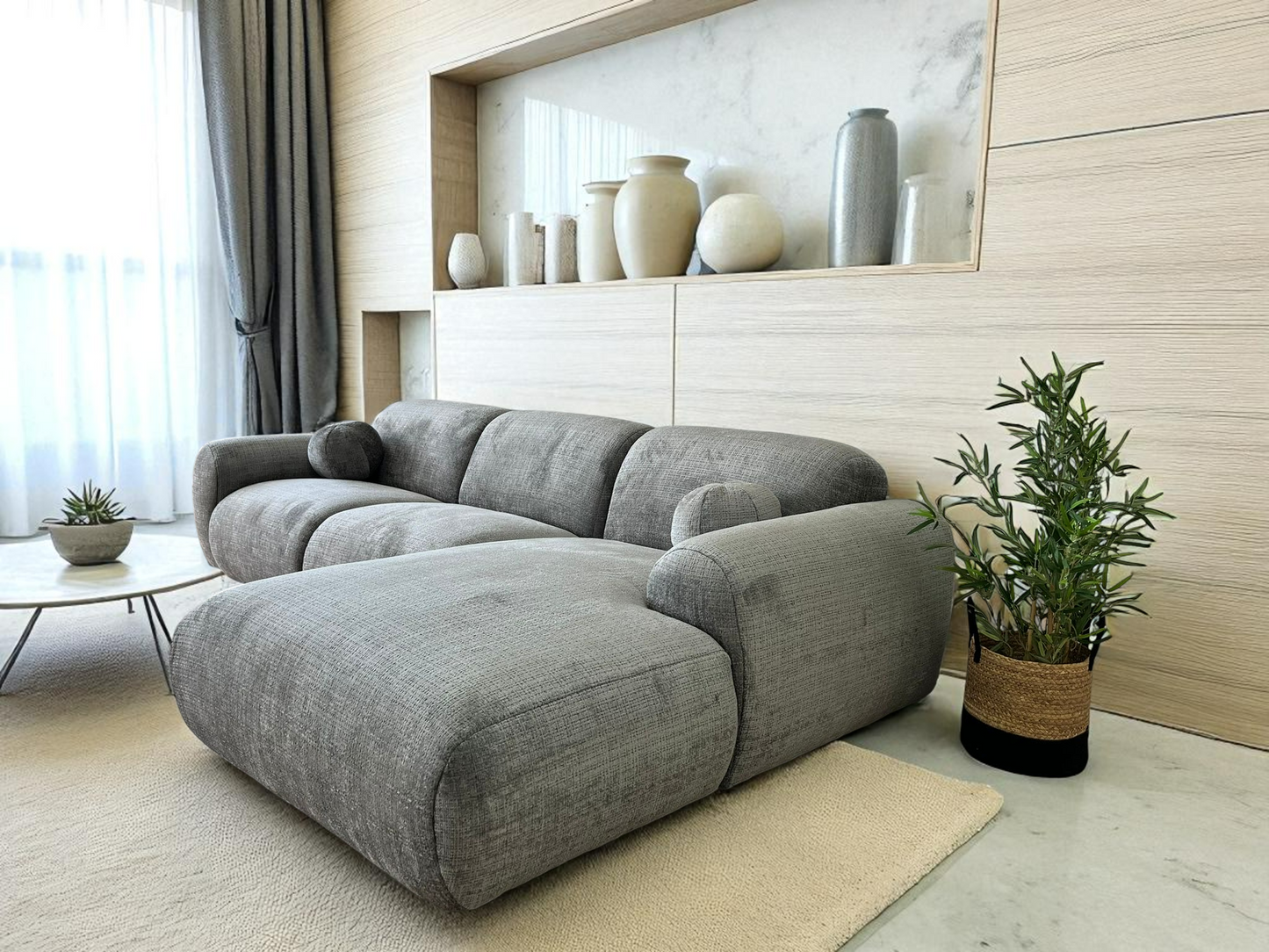 Canapé d'Angle Cloudy Tweed Gris