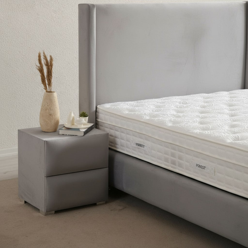 Lit Coffre COCO GRIS - Velours