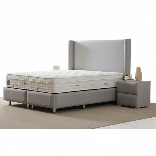 Lit Coffre COCO GRIS - Velours