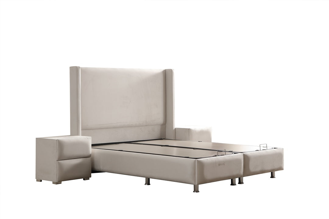Lit Coffre COCO BLANC CASSÉ - Velours