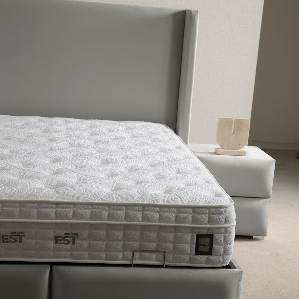 Lit Coffre COCO GRIS - Velours