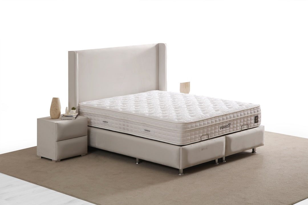 Lit Coffre COCO BLANC CASSÉ - Velours