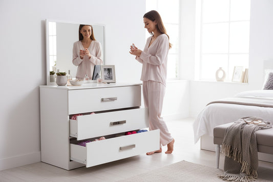 Coiffeuse 3 Tiroirs Gilina Blanc