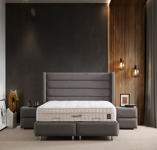 Lit Coffre EDEN GRIS FONCÉ - Velours