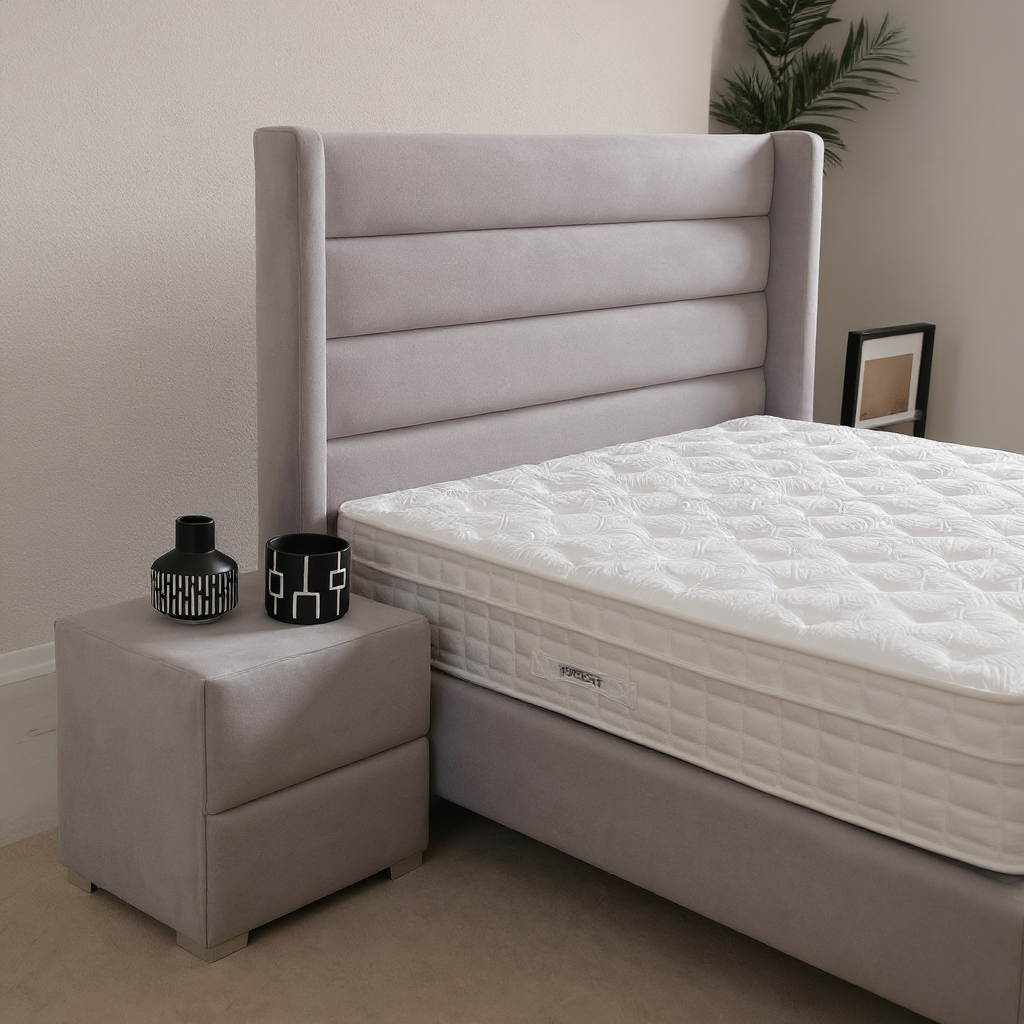Lit Coffre EDEN GRIS - Velours