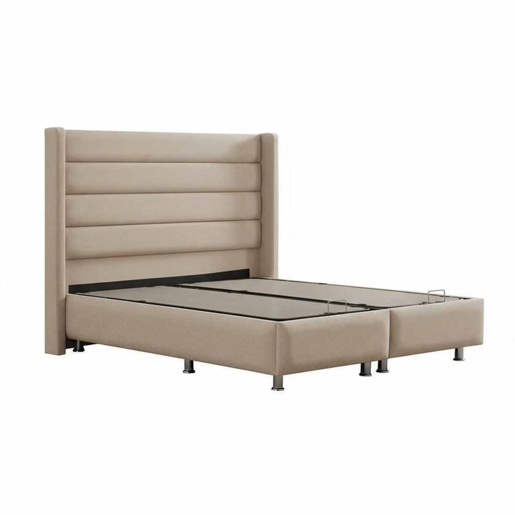 Lit Coffre EDEN BEIGE - Velours