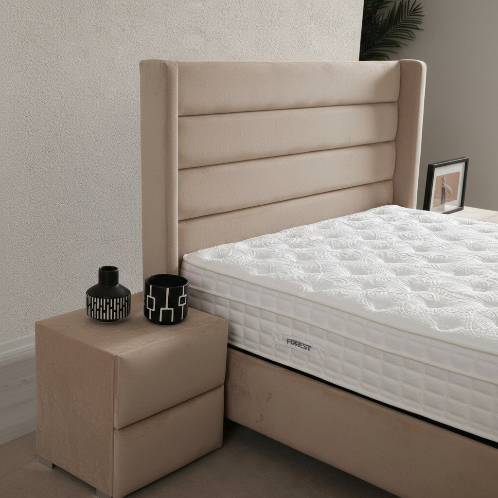 Lit Coffre EDEN BEIGE - Velours